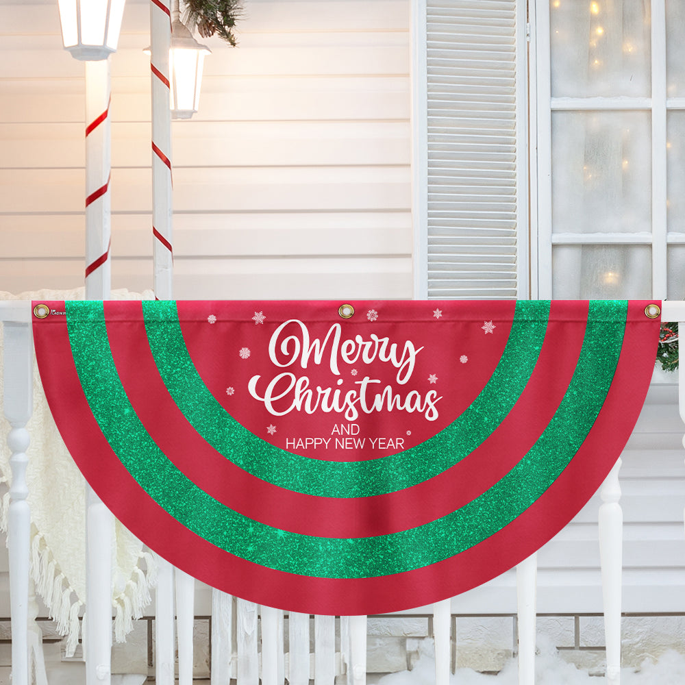 Merry Christmas And Happy New Year Non Pleated Fan Flag - Liberish