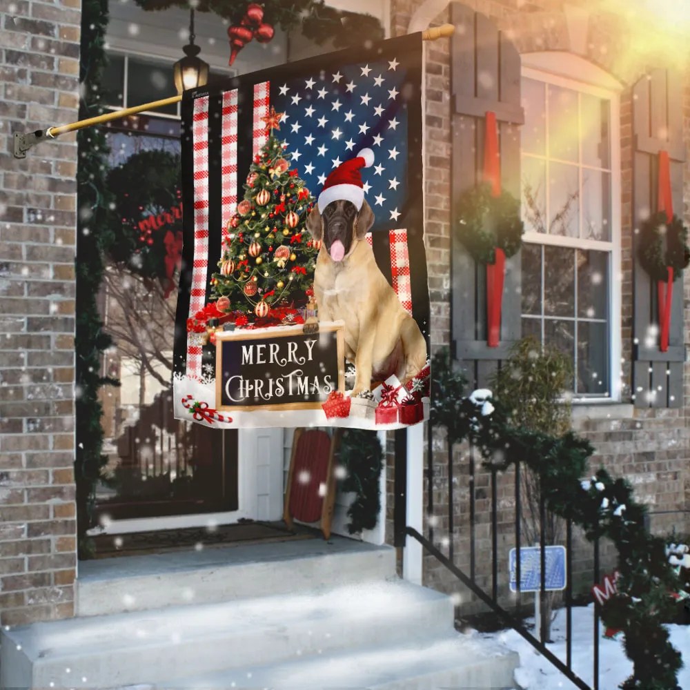 Merry Christmas English Mastiff Flag - Liberish
