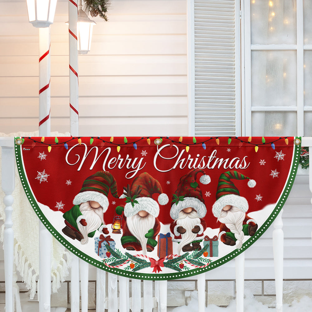 Merry Christmas Gnomes Non Pleated Fan Flag - Liberish