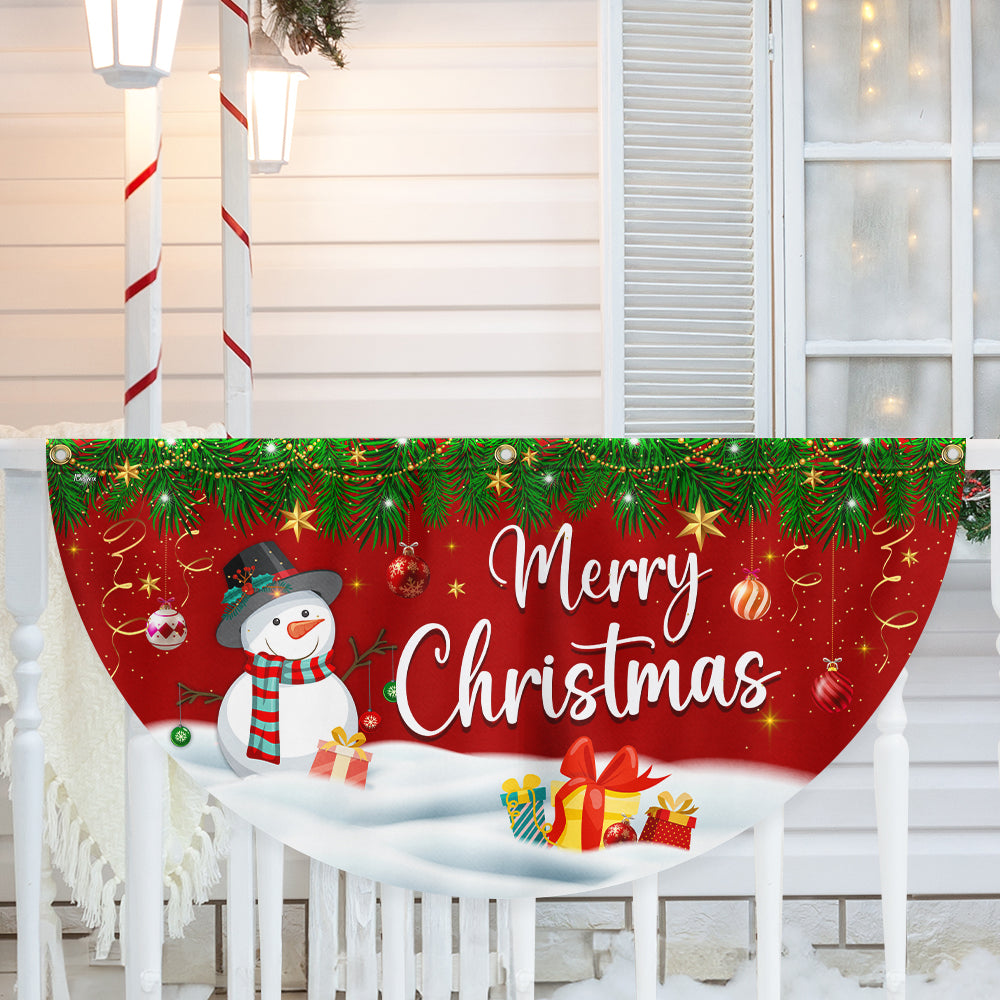 Merry Christmas Snowman Non Pleated Fan Flag - Liberish