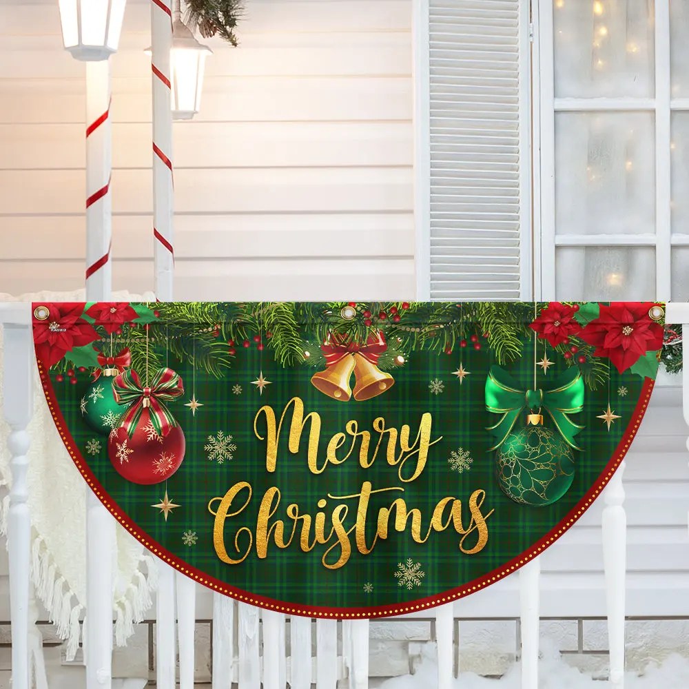 Merry Christmas Winter Holiday Decorations Non Pleated Fan Flag - Liberish