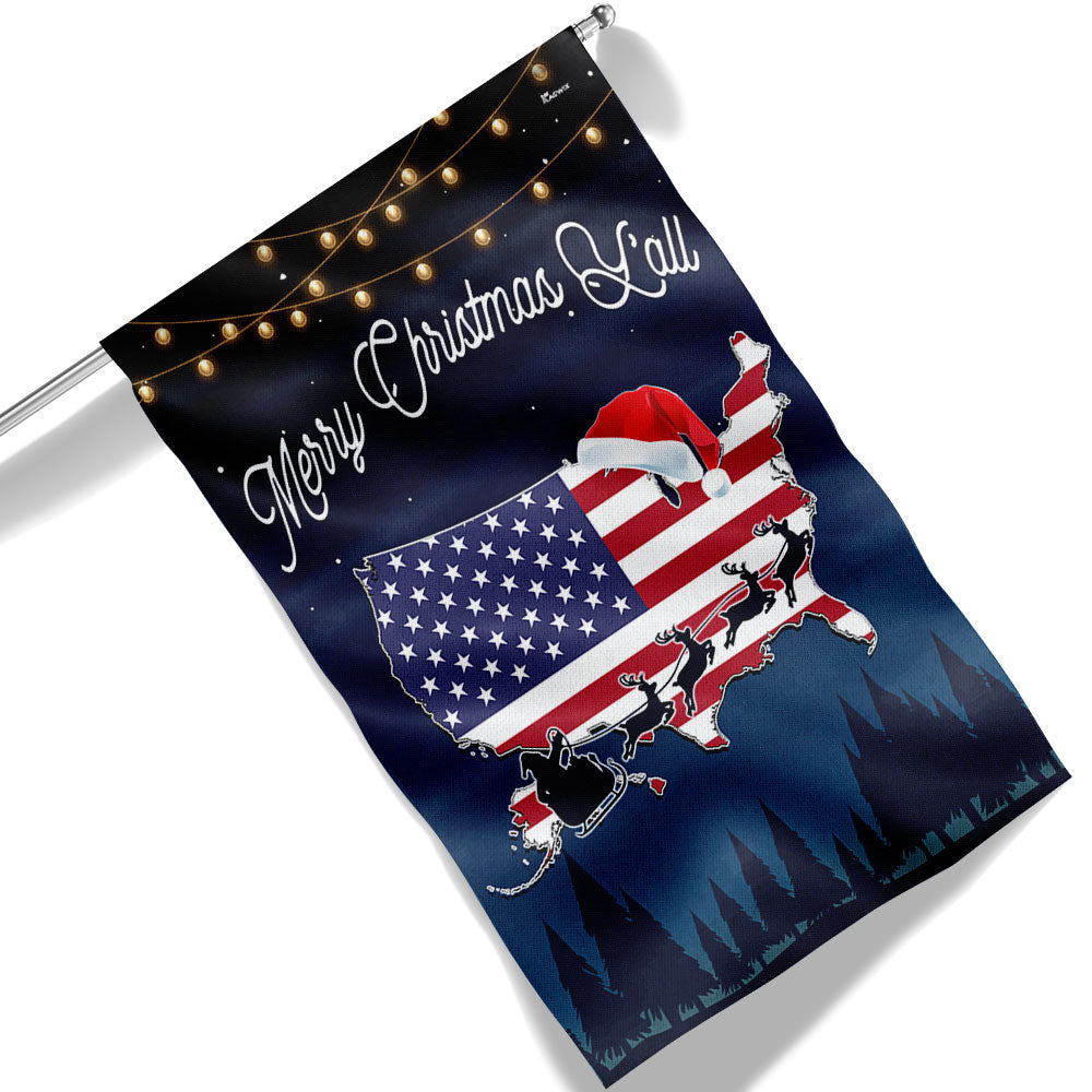 Merry Christmas Y All American Flag - Liberish
