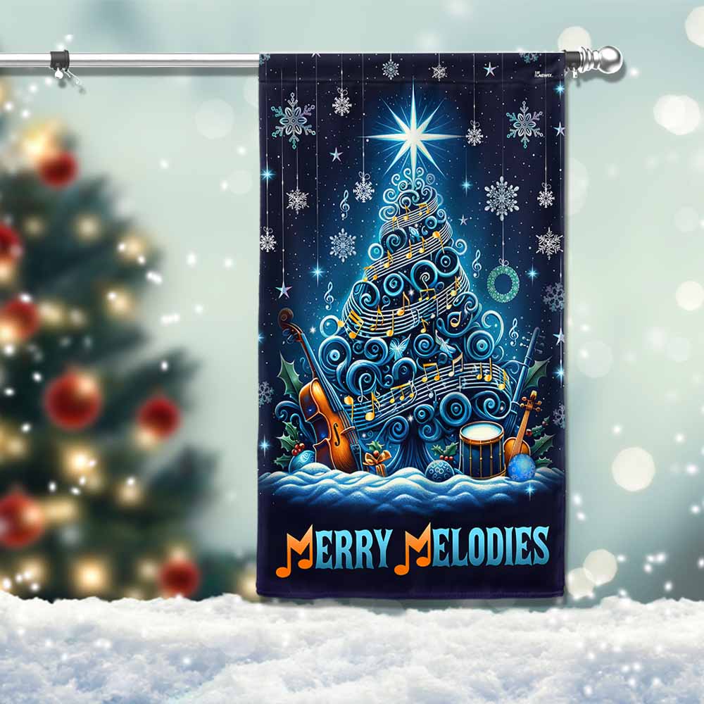 Merry Melodies Music Christmas Flag - Liberish
