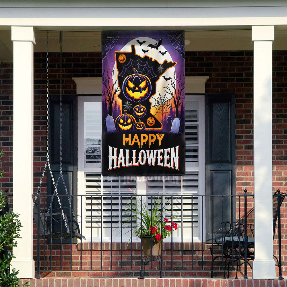 Minnesota Halloween Scary Pumpkins Flag - Liberish