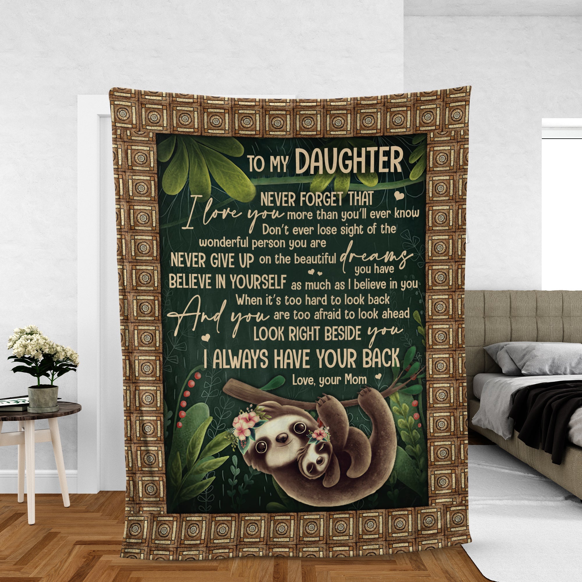 Family Blanket, Daughter And Mom Blanket, Gifts For Daughter From Mom - Mom To Daughter Blanket, Sloth Drawing, In The Forest, I Always Have Your Back
