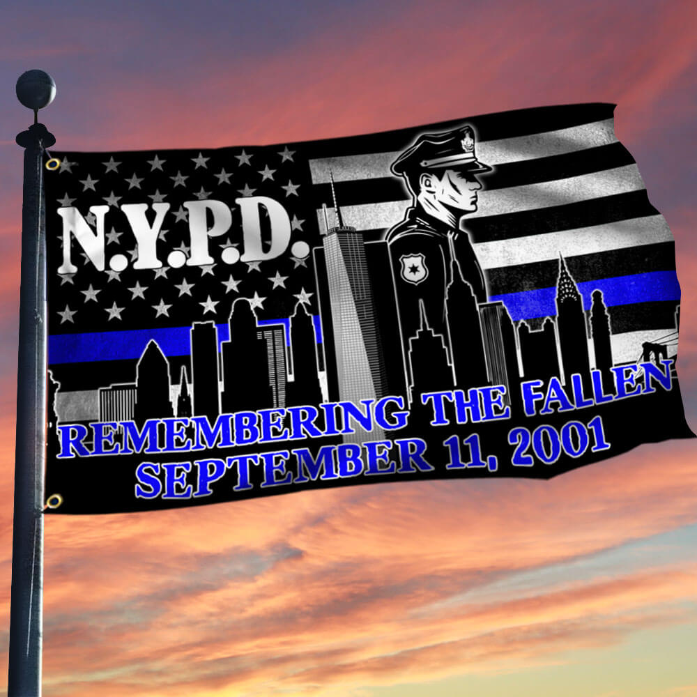 N Y P D Thin Blue Line 911 Patriot Day Remembering The Fallen Grommet Flag - Liberish