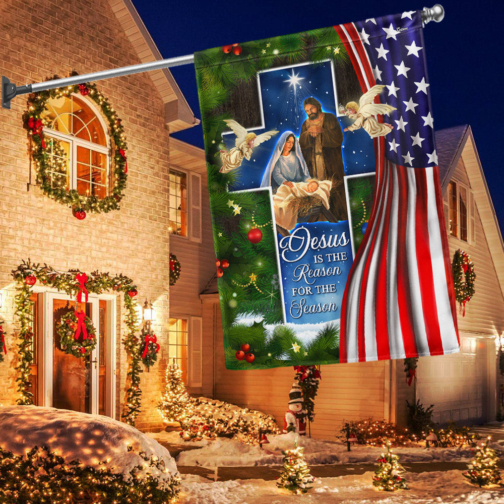 Nativity Of Jesus Christmas Flags Holy Family Jesus Is The Reason For The Season Christm - Liberish
