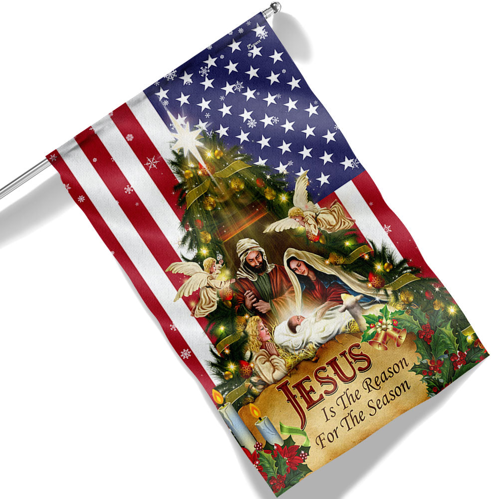 Nativity Of Jesus Holy Family Jesus Is The Reason For The Season Flag - Liberish