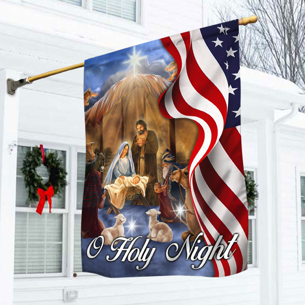 Nativity Scene American Flag O Holy Night - Liberish