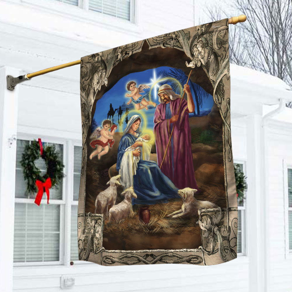 Nativity Scene Christmas Flag - Liberish