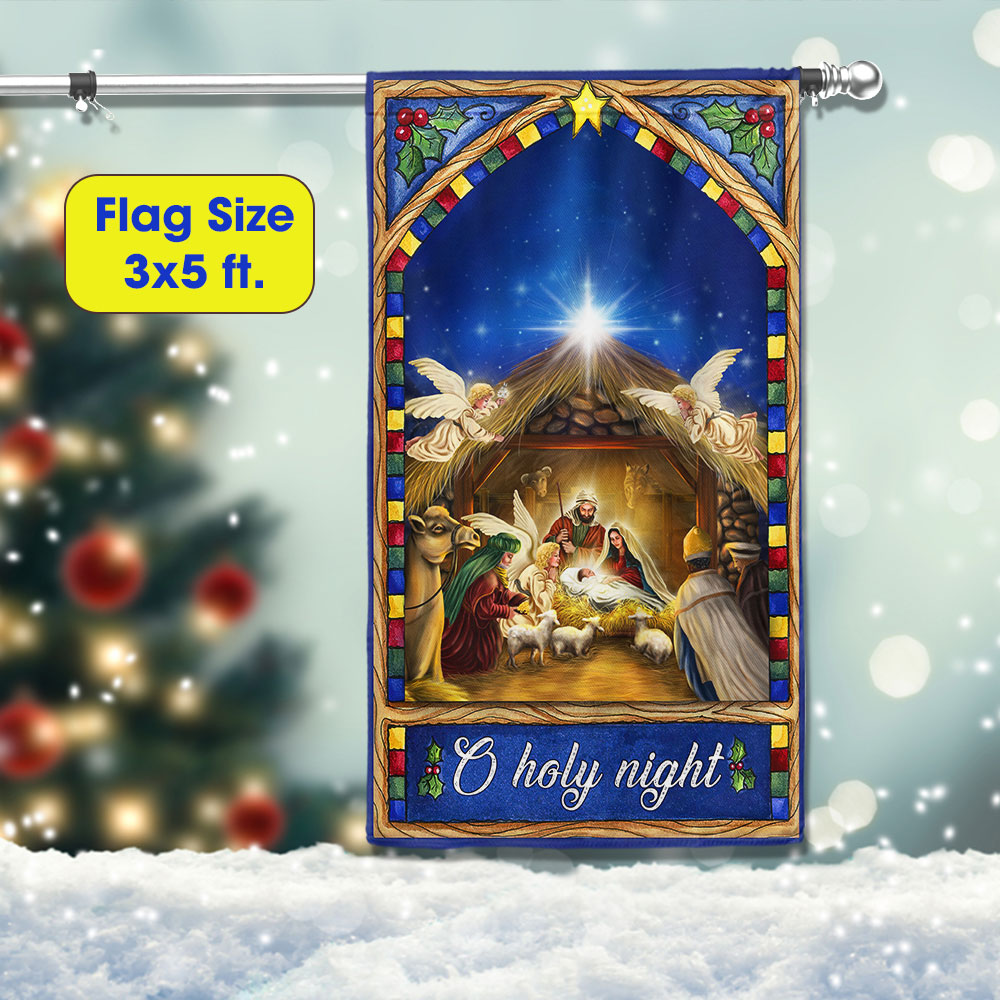 Nativity Scene Christmas Flag O Holy Night - Liberish