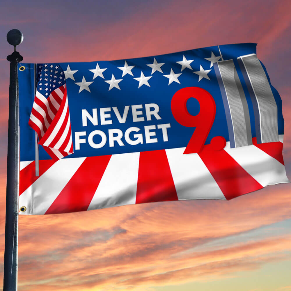 Never Forget 911 Patriot Day September 11th Memorial Grommet Flag - Liberish