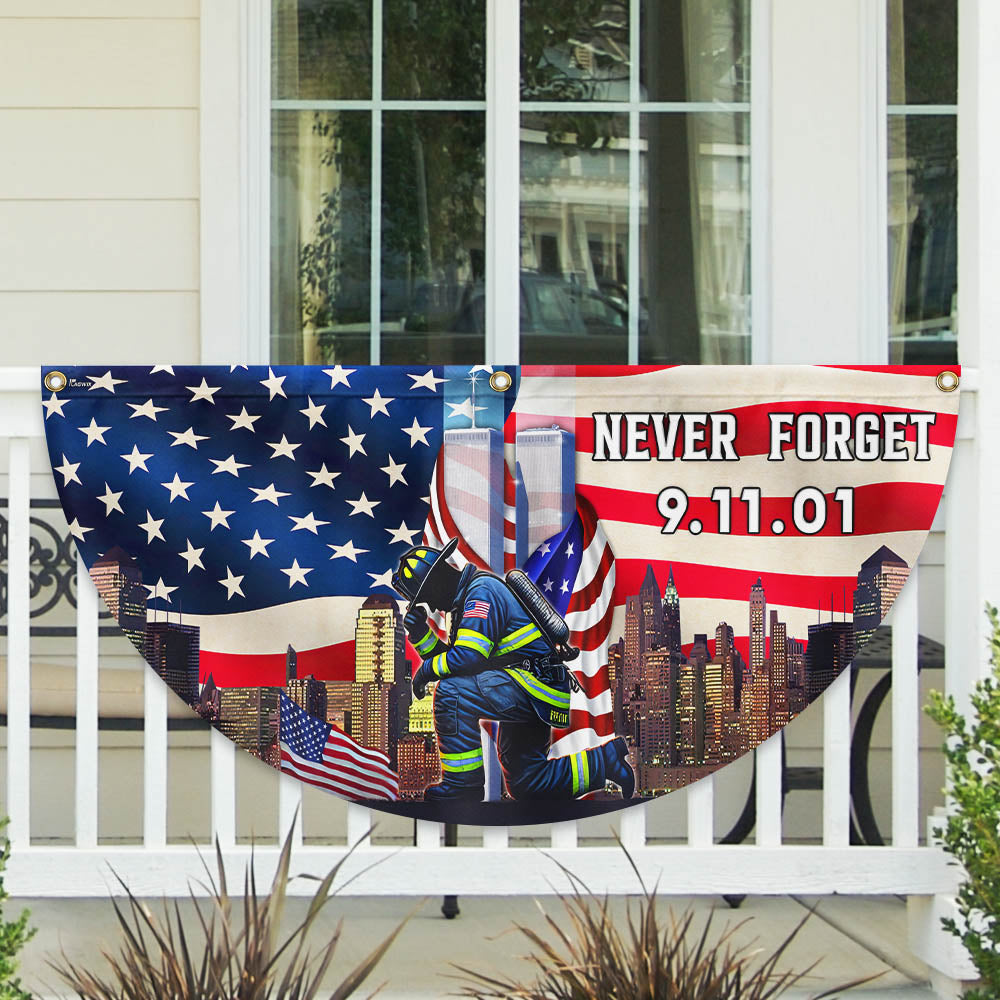 Never Forget September 11 Patriot Day 911 Non-Pleated Fan Flag - Liberish