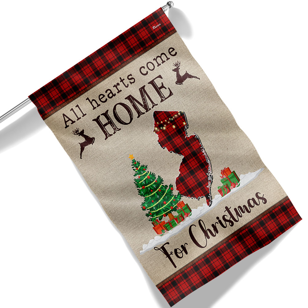 New Jersey Christmas Flag All Hearts Come Home For Christmas - Liberish