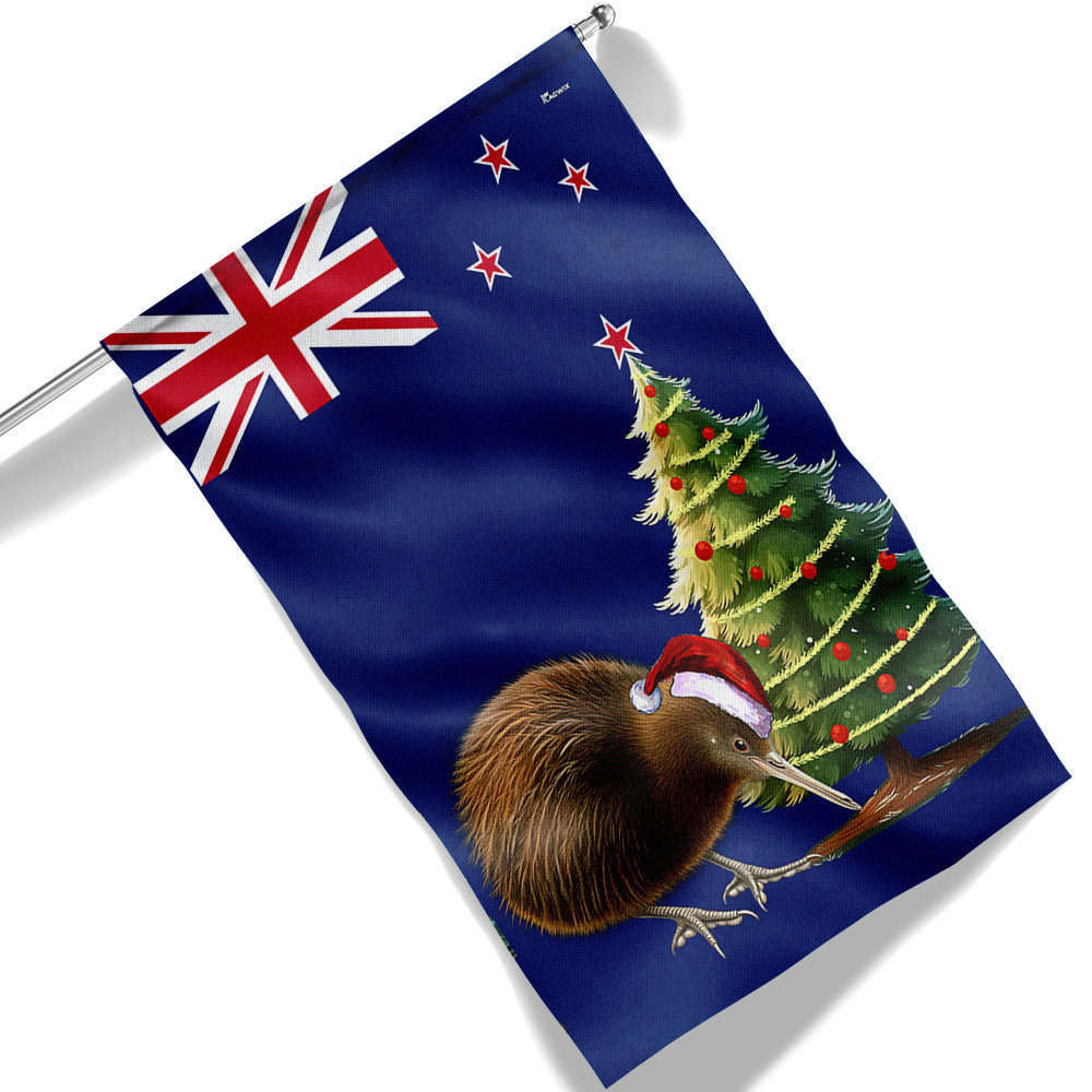 New Zealand Christmas Kiwi Bird Flag - Liberish