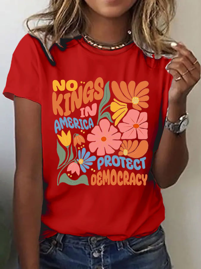 No Kings In America Protect Democracy Shirt Patriotic FDT T-Shirt Gifts For Women's - Liberish