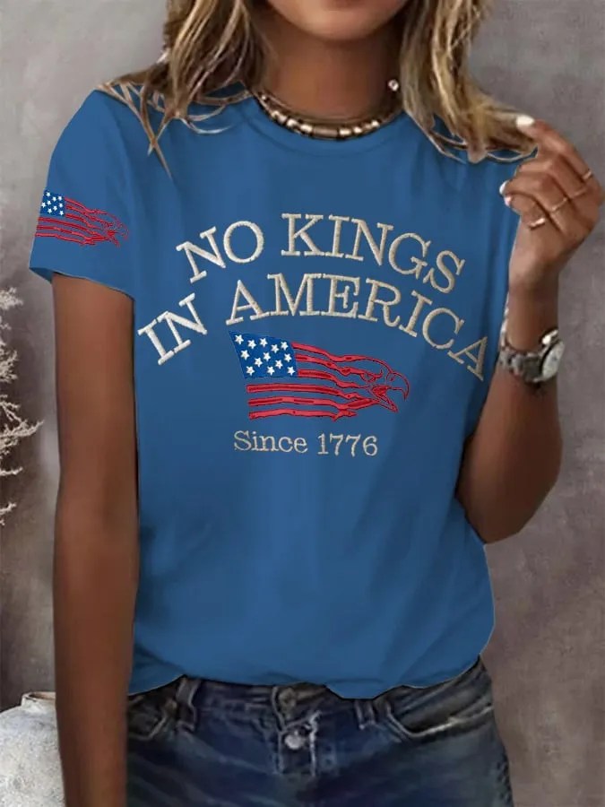No Kings In America Since 1776 Print T-Shirt Patriotic Political Apparel - Liberish