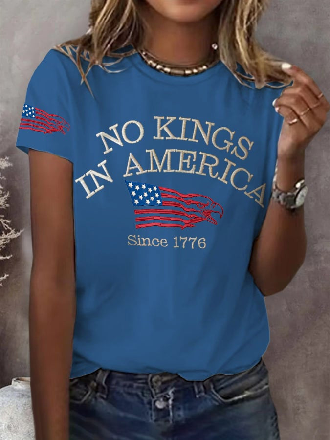No Kings In America Since 1776 Print T-Shirt Patriotic Political Apparel - Liberish