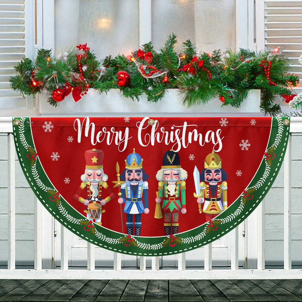 Nutcracker Merry Christmas Non Pleated Fan Flag - Liberish