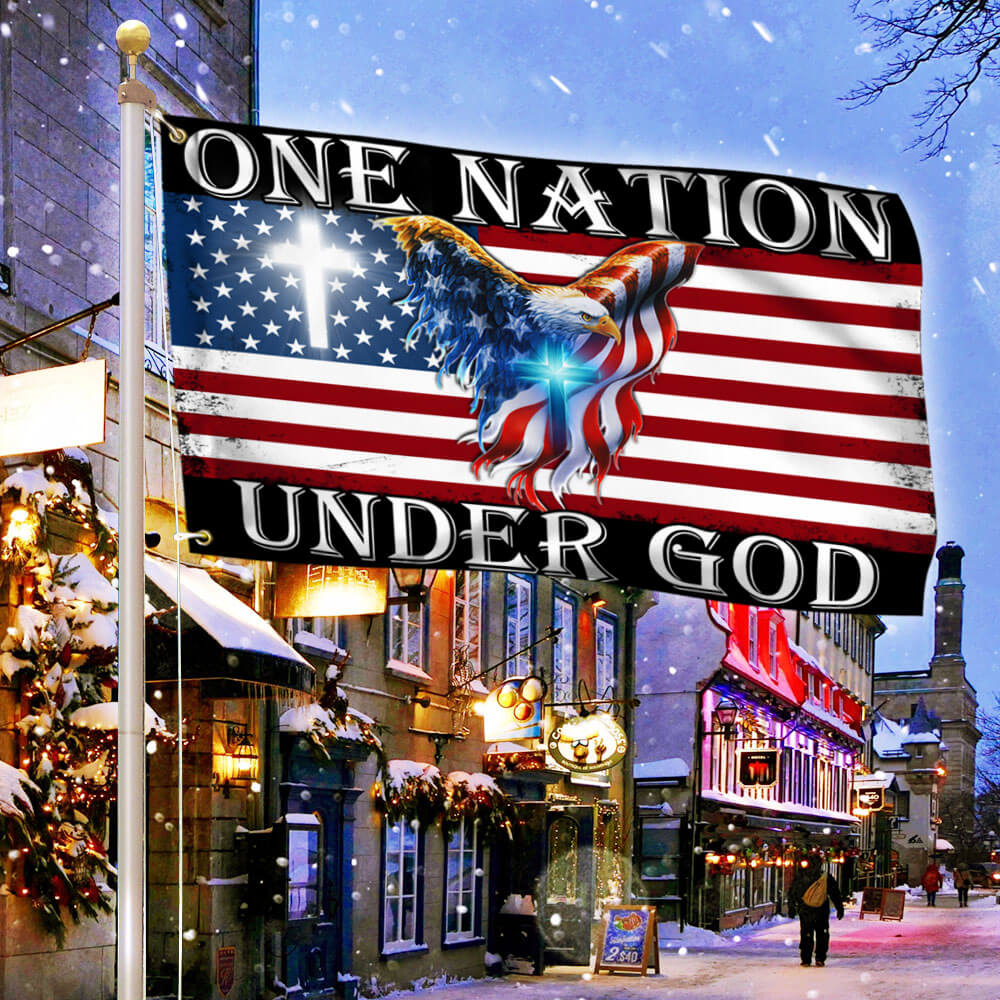 One Nation Under God American Eagle Grommet Flag 2 - Liberish