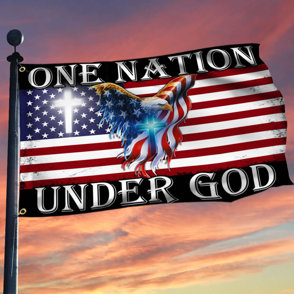One Nation Under God American Eagle Grommet Flag - Liberish
