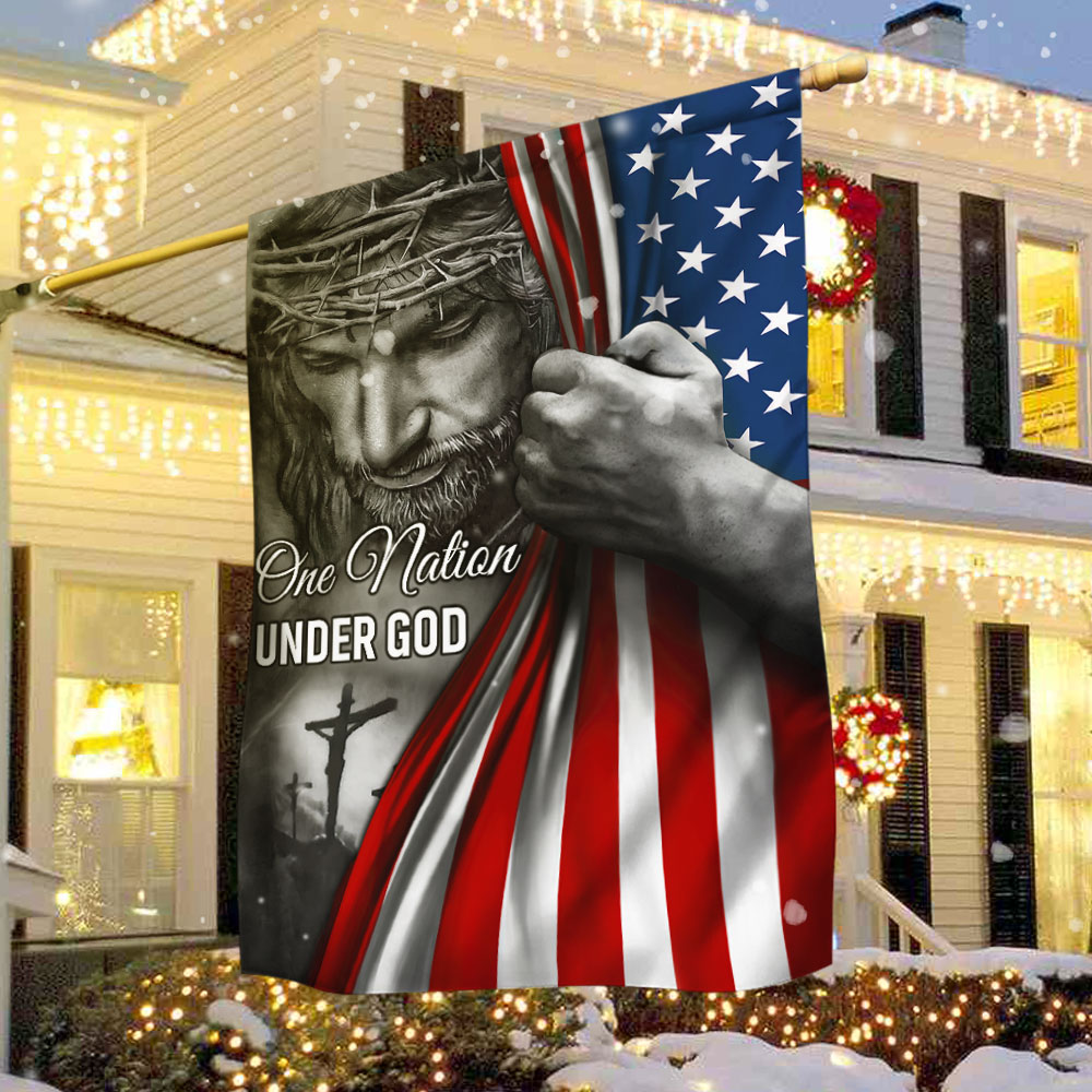 One Nation Under God Flag Jesus Flag Gift For Faith Based Patriotic Decor - Liberish