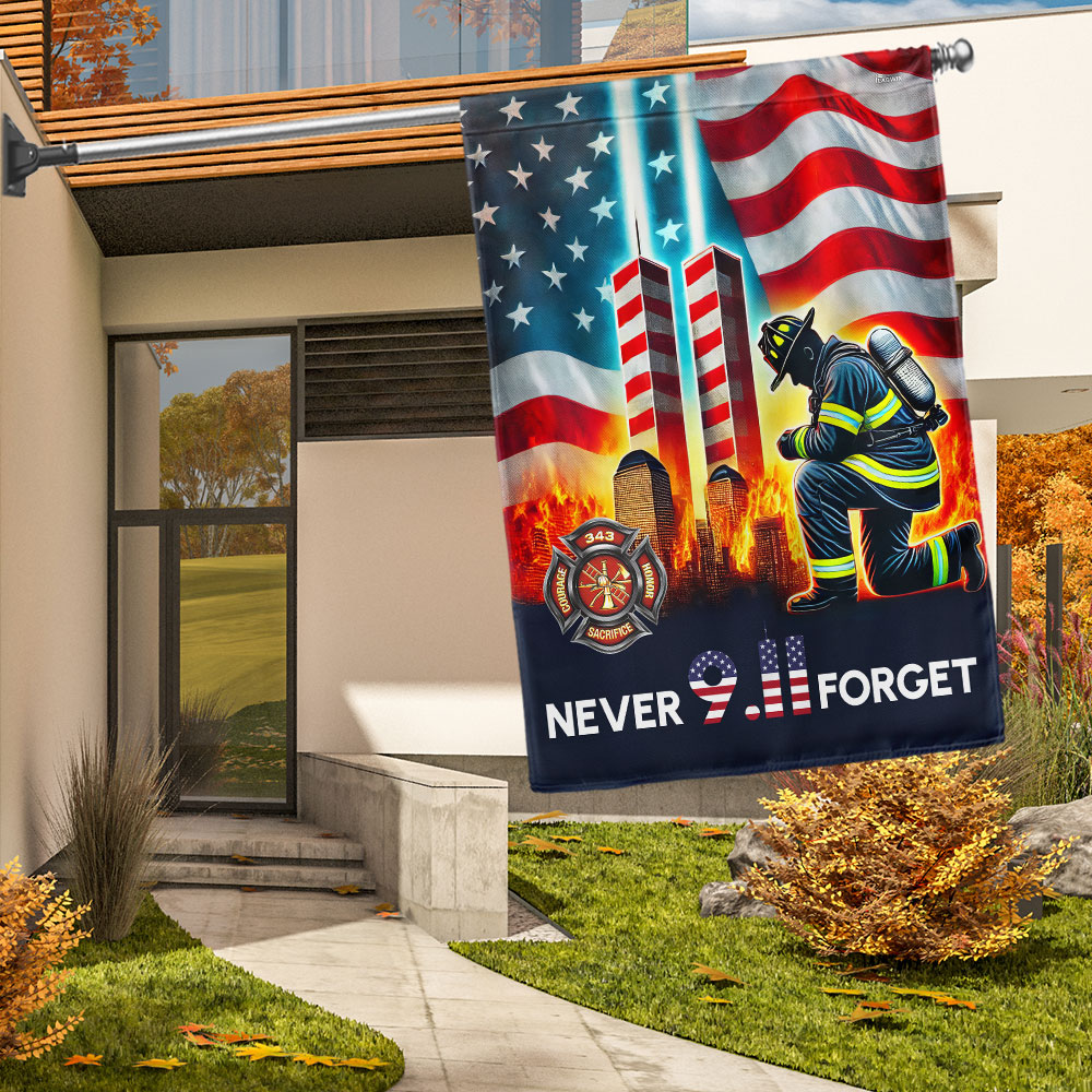 Patriot Day 911 Never Forget Firefighter Twin Tower American Flag - Liberish