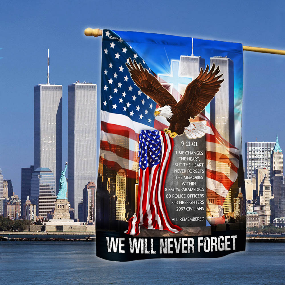 Patriot Day 911 We Will Never Forget Memorial Eagle American Flag - Liberish