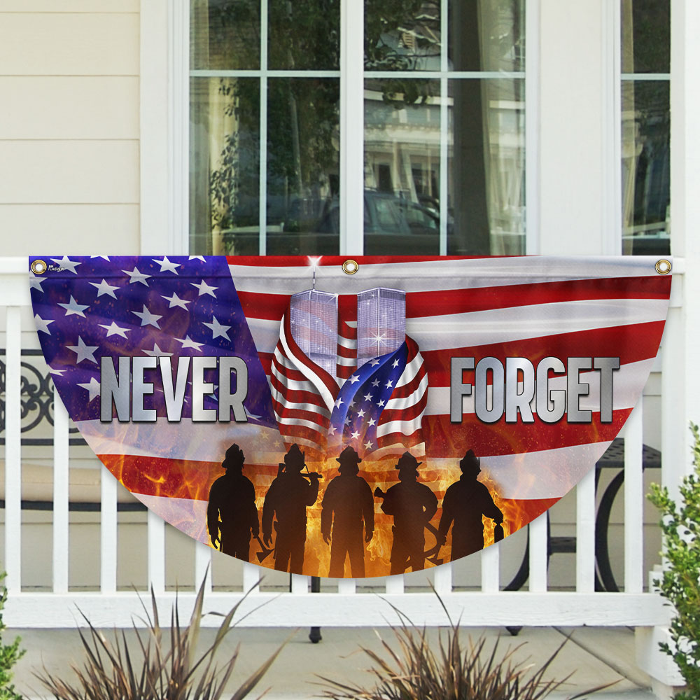 Patriot Day September 11th Never Forget Twin Tower Memorial Non-Pleated Fan Flag - Liberish