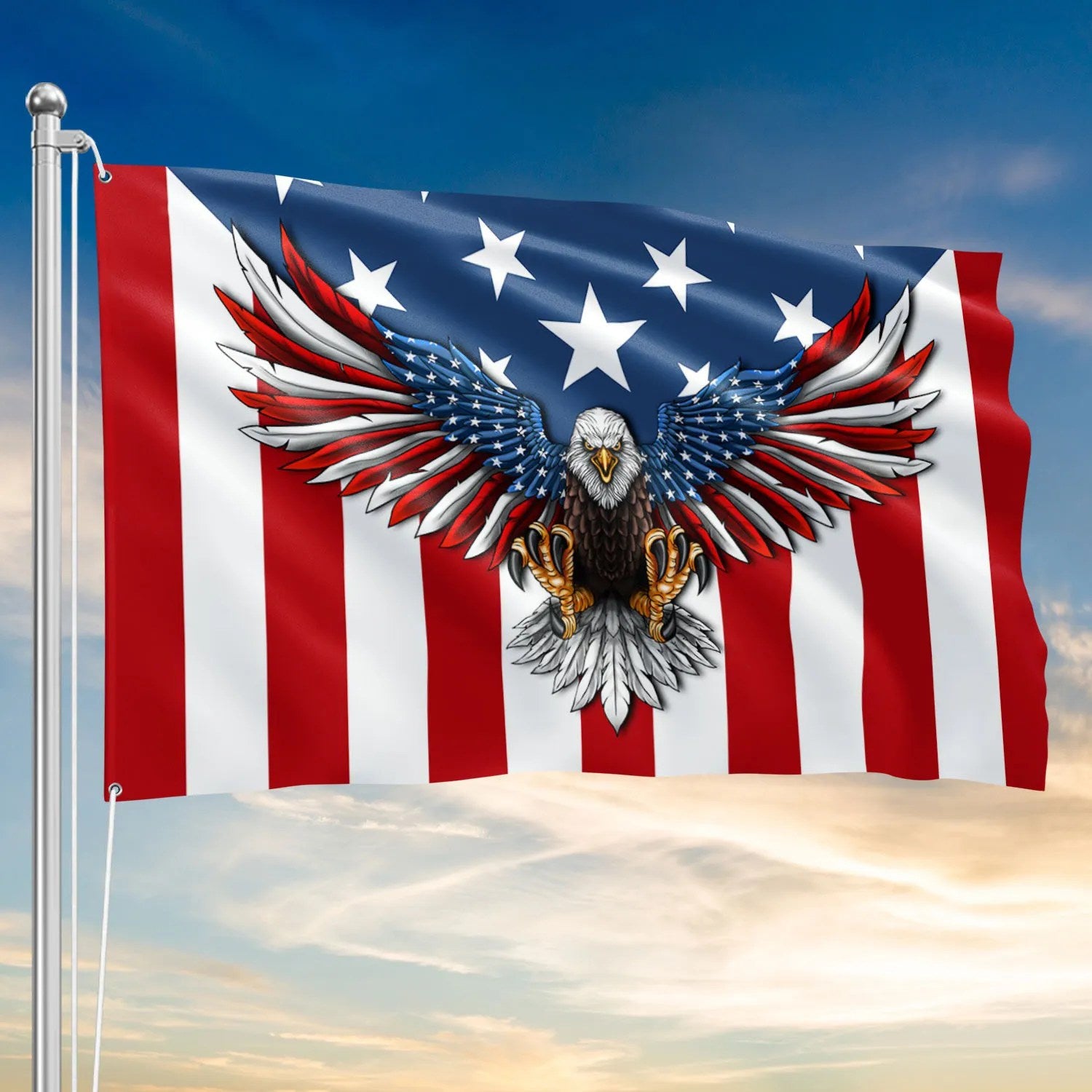 Patriotic Eagle American Flag 4th Of July Flag Indoor Outdoor Decor - Liberish