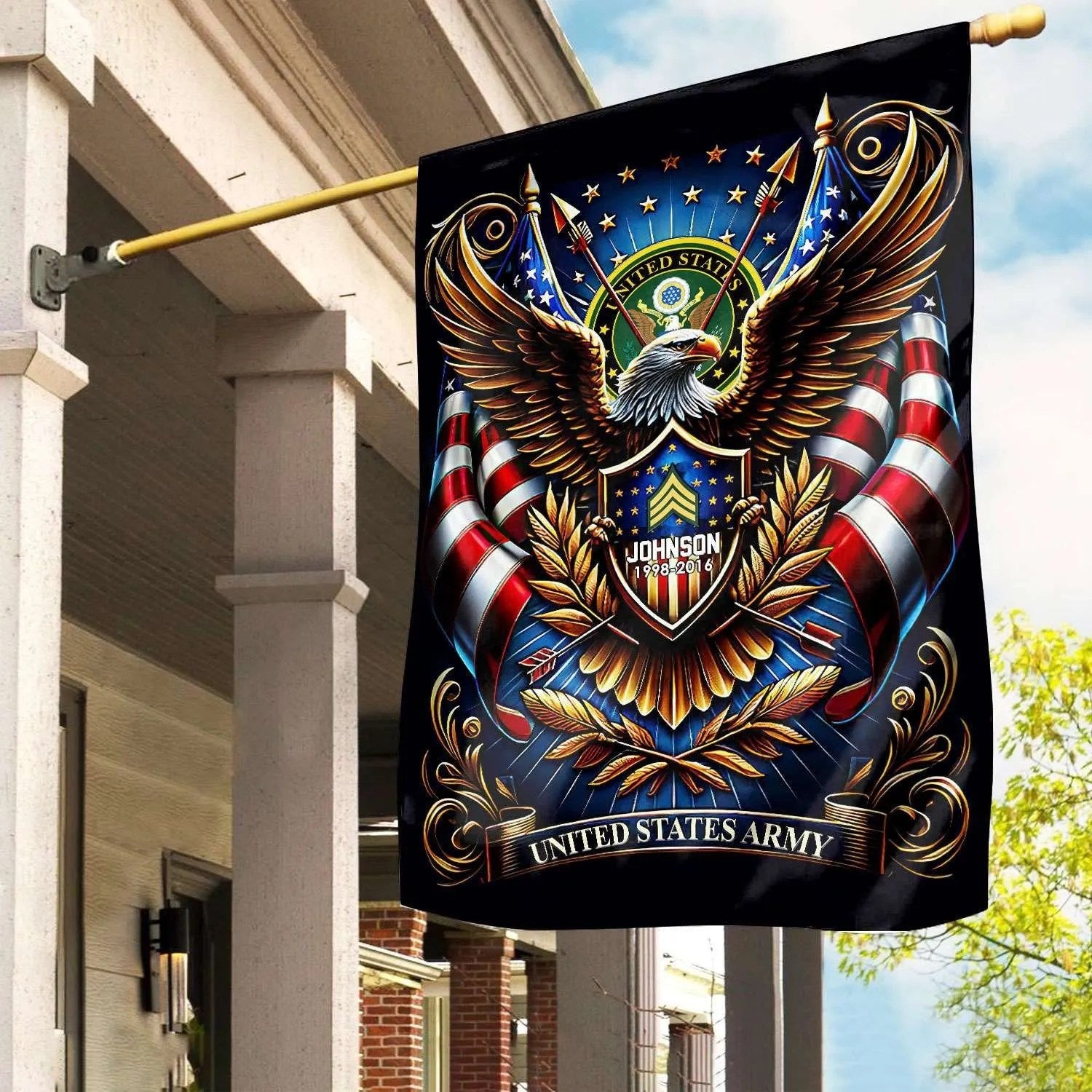 Personalized Eagle US Army Flag USA Military Patriotic Flag Gift For Army Veterans - Liberish