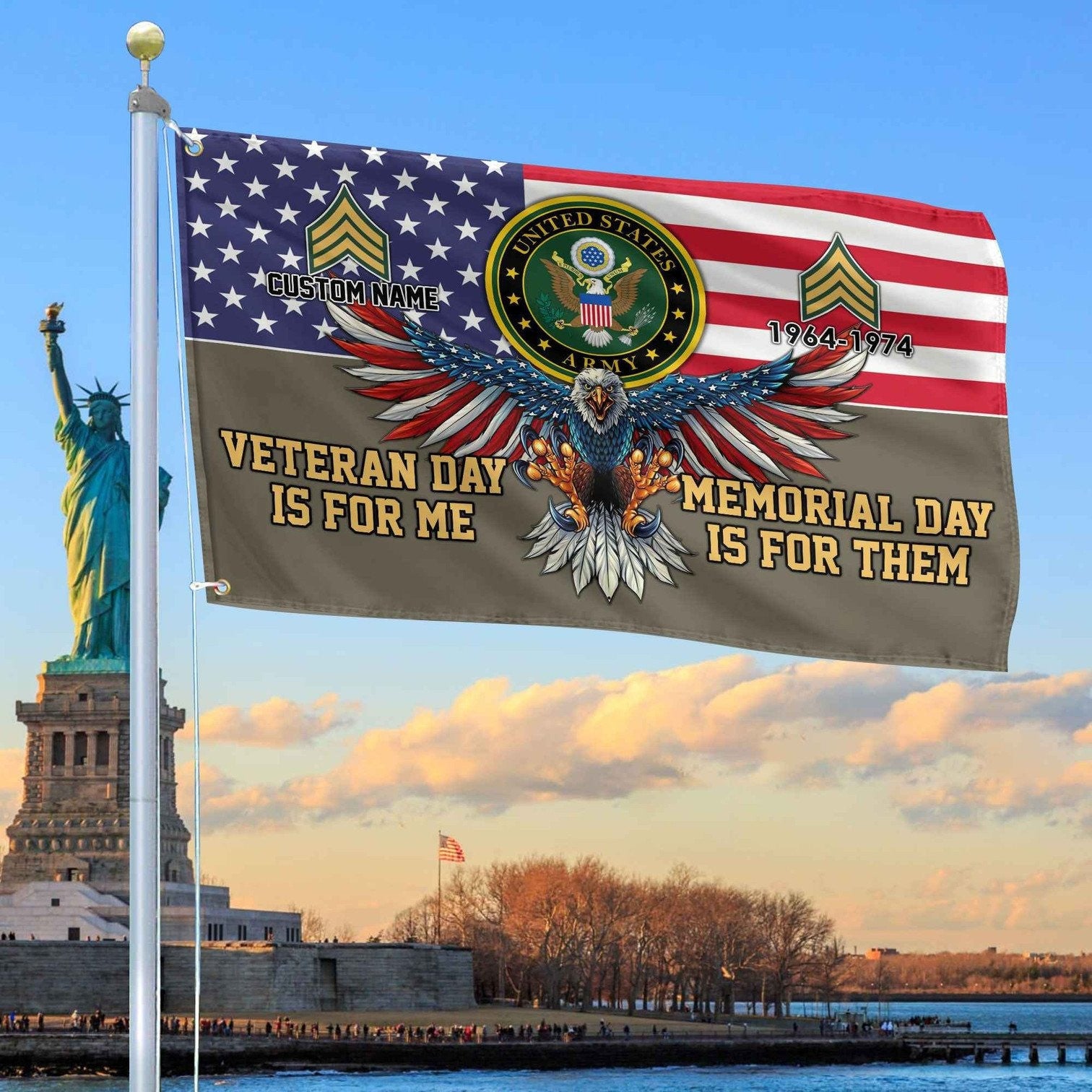 Personalized Eagle US Army Flag Veteran Day Is For Me Memorial Day Is For Them - Liberish