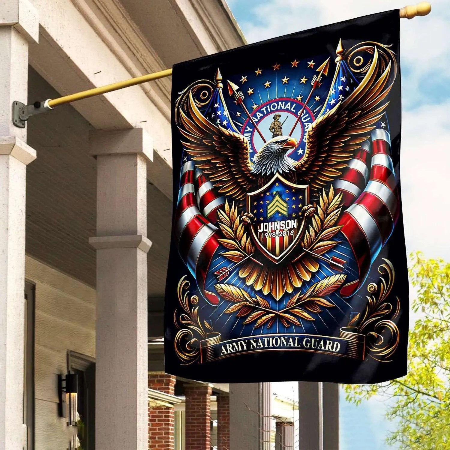 Personalized Eagle US Army National Guard Flag USA Military Patriotic Flag Gift For Veterans - Liberish