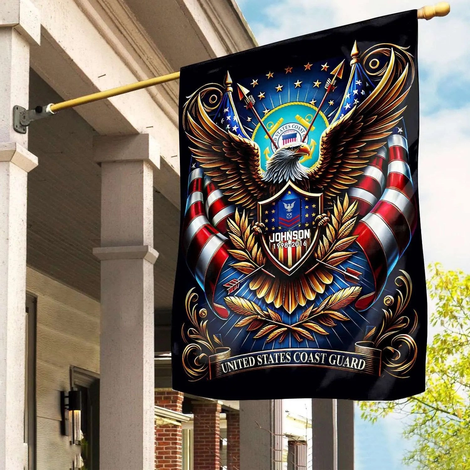 Personalized Eagle US Coast Guard Flag USA Military Patriotic Flag Coast Guard Gifts - Liberish