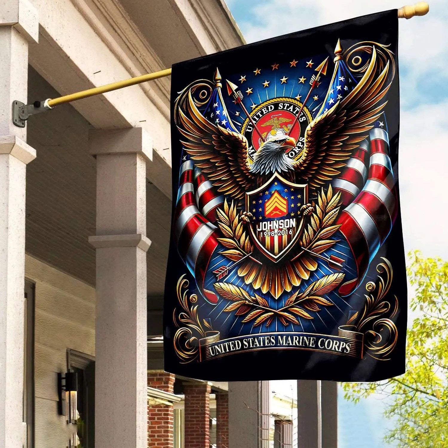 Personalized Eagle US Marine Corps Flag USA Military Patriotic Flag Marine Corps Gifts - Liberish