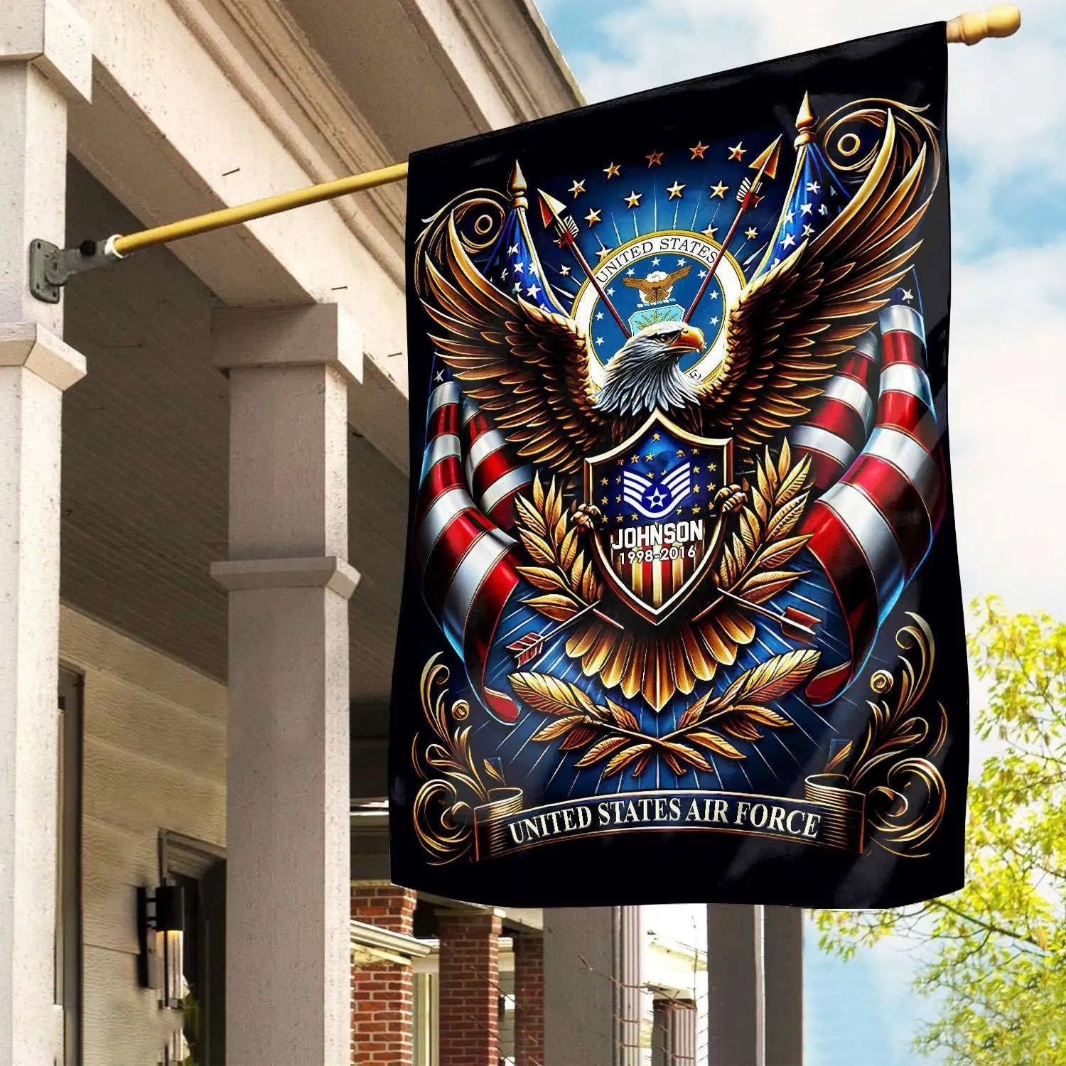Personalized Eagle USAF Flag USA Military Patriotic Flag Air Force Gifts - Liberish