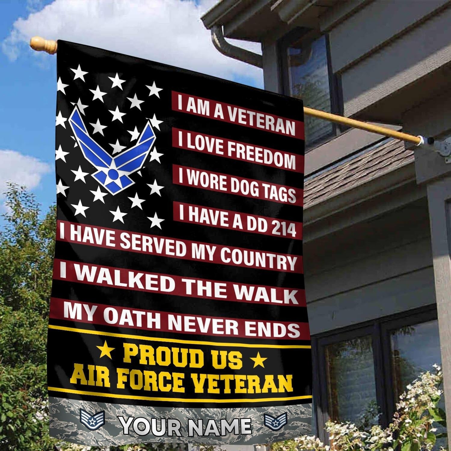 Personalized Proud US Air Force Veteran Flag USAF Flag Outdoor Patriotic Decor Gift For Veterans - Liberish