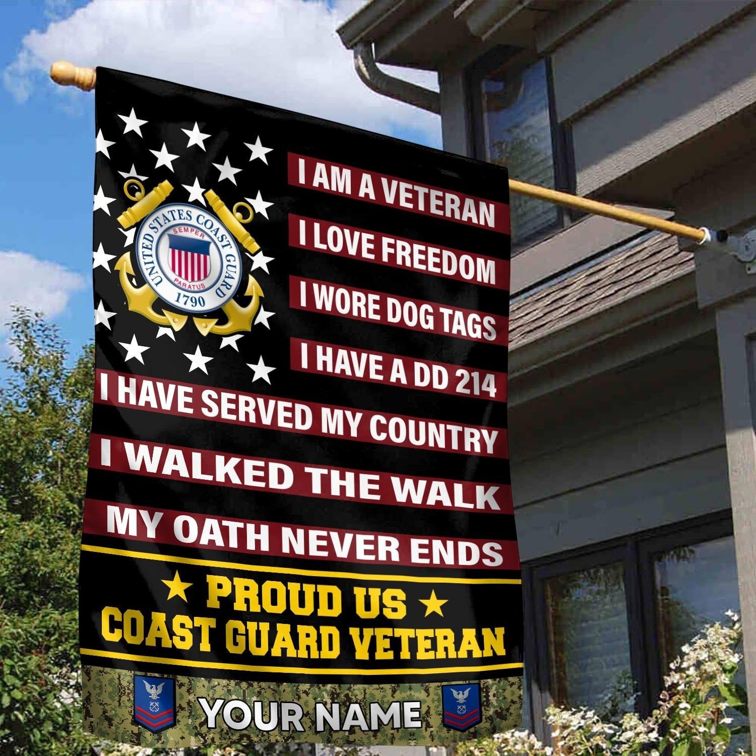 Personalized Proud US Coast Guard Flag USCG Flag Outdoor Patriotic Decor Gifts For Veterans - Liberish
