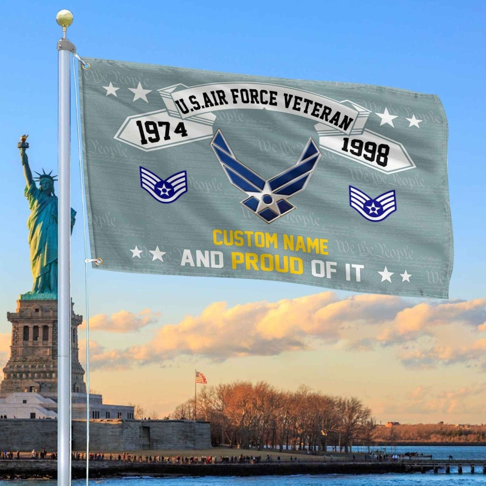 Personalized US Air Force Veteran And Proud Of It Flag We The People Flag Gifts For Air Force