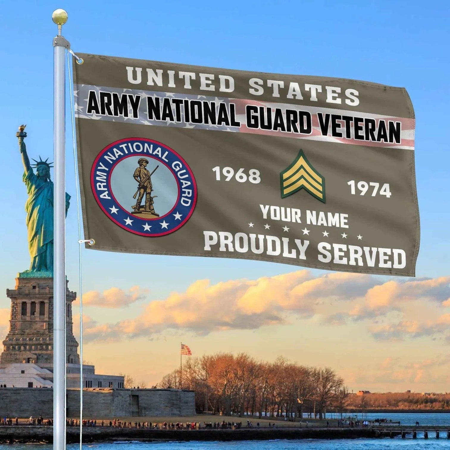 Personalized US Army National Guard Proud Served Flag Patriotic Flag Gifts For Military - Liberish