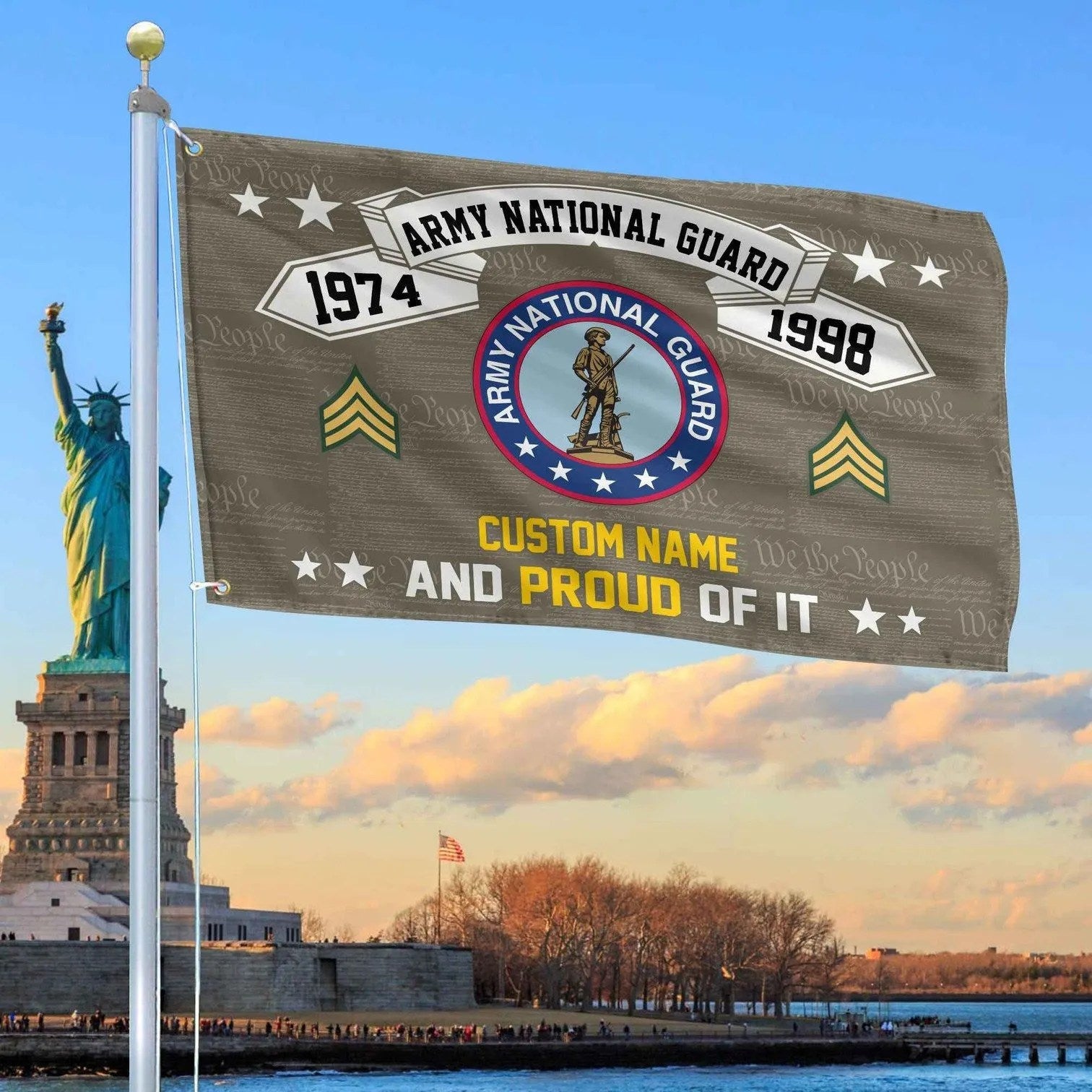 Personalized US Army National Guard Veteran And Proud Of It Flag We The People Flag Gifts - Liberish