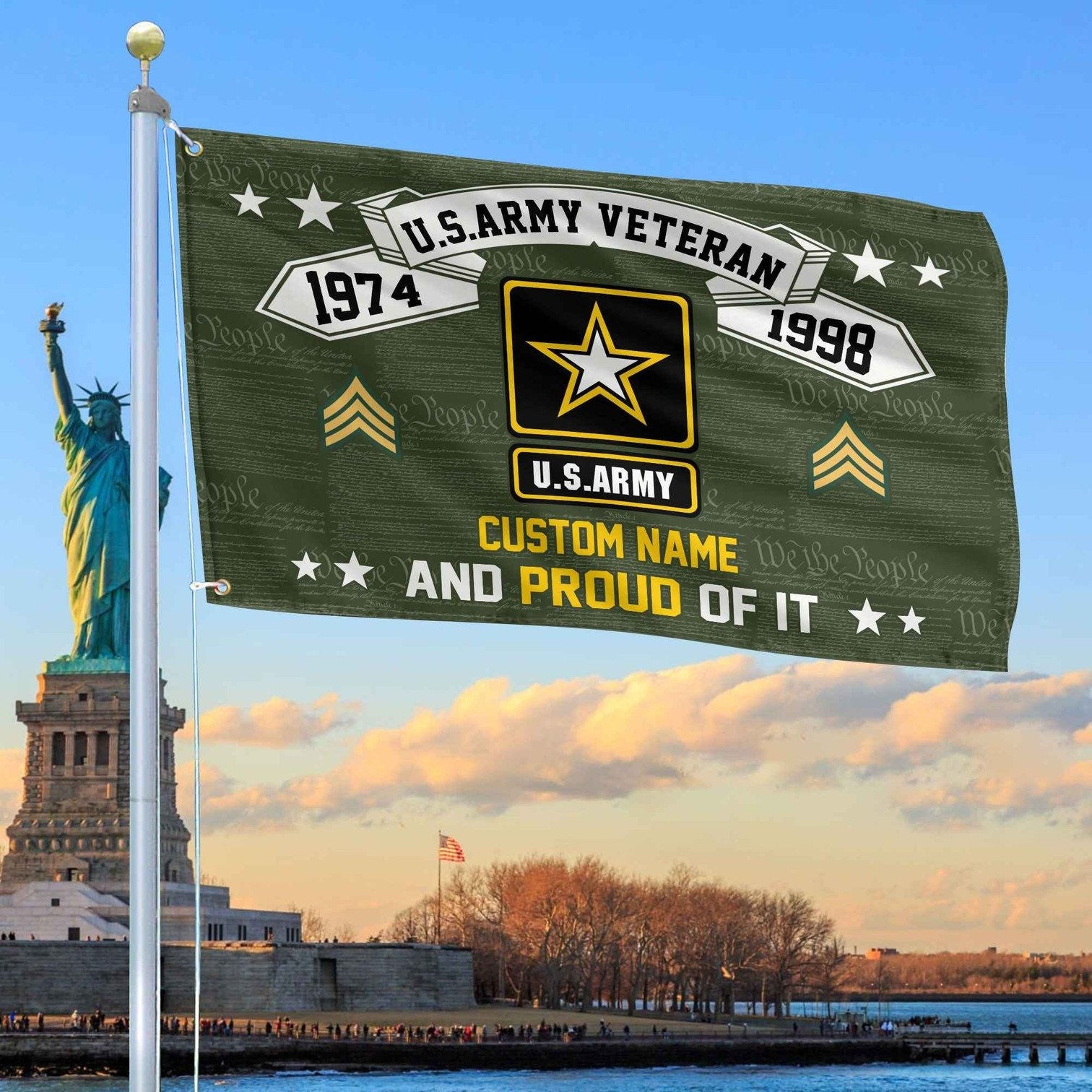 Personalized US Army Veteran And Proud Of It Flag We The People Flag Gifts For Army - Liberish