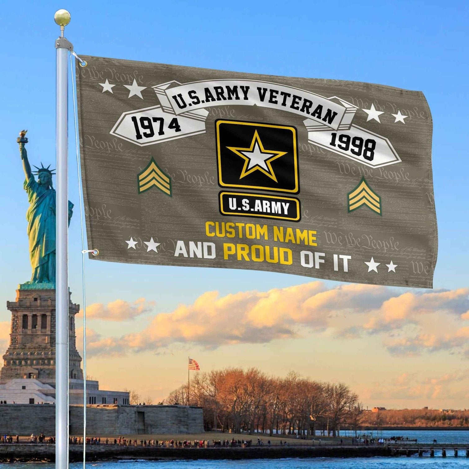 Personalized US Army Veteran And Proud Of It Flag We The People Flag Patriotic Decor - Liberish