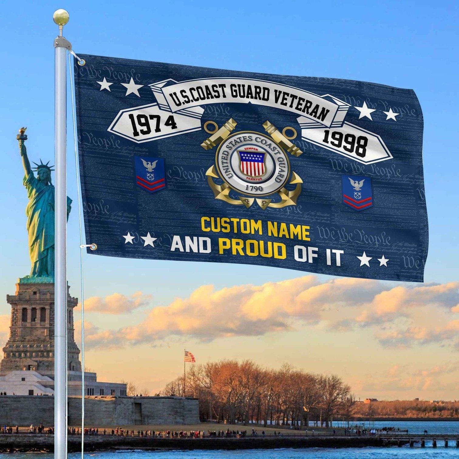 Personalized US Coast Guard Veteran And Proud Of It Flag We The People Flag Gifts For Coast Guard - Liberish