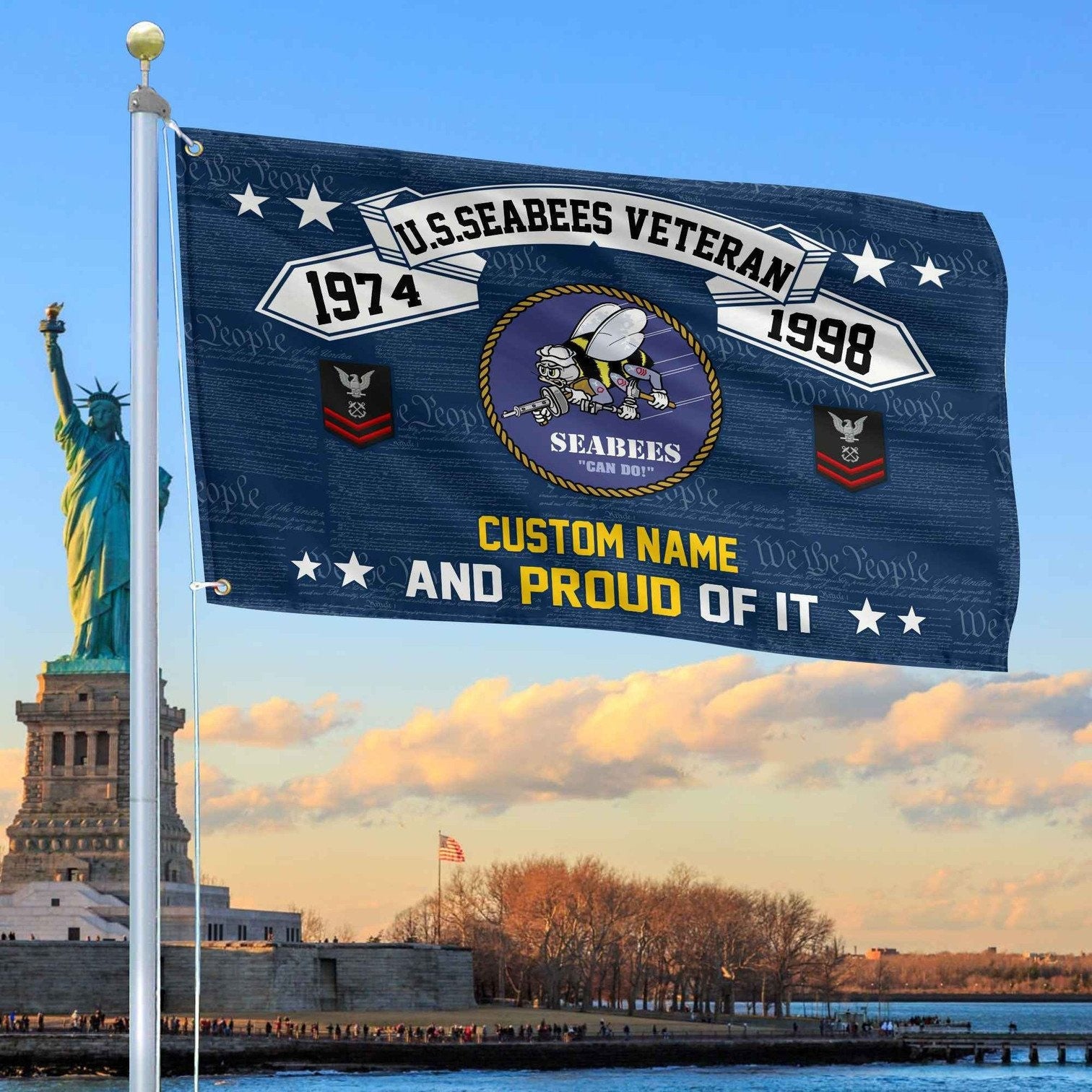 Personalized US Seabees Veteran And Proud Of It Flag We The People Flag Gifts For Seabees - Liberish