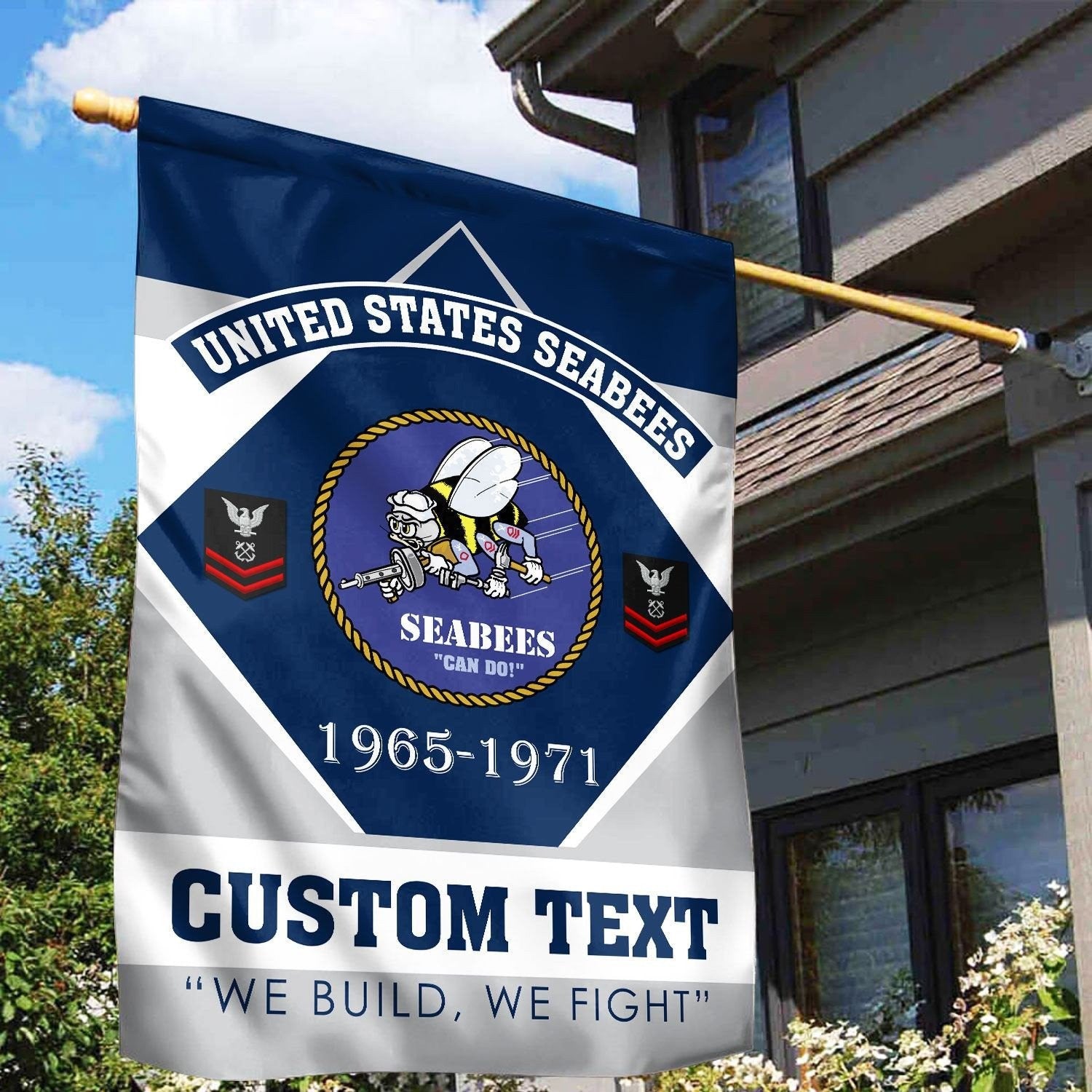 Personalized US Seabees Veteran Flag We Build We Fight Flag Seabees Gifts - Liberish