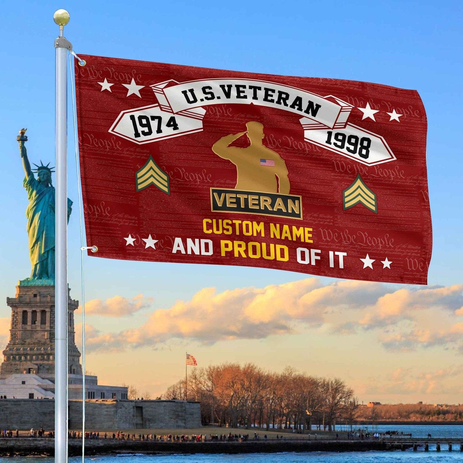 Personalized US Veteran And Proud Of It Flag We The People Flag Gifts For Veteran - Liberish