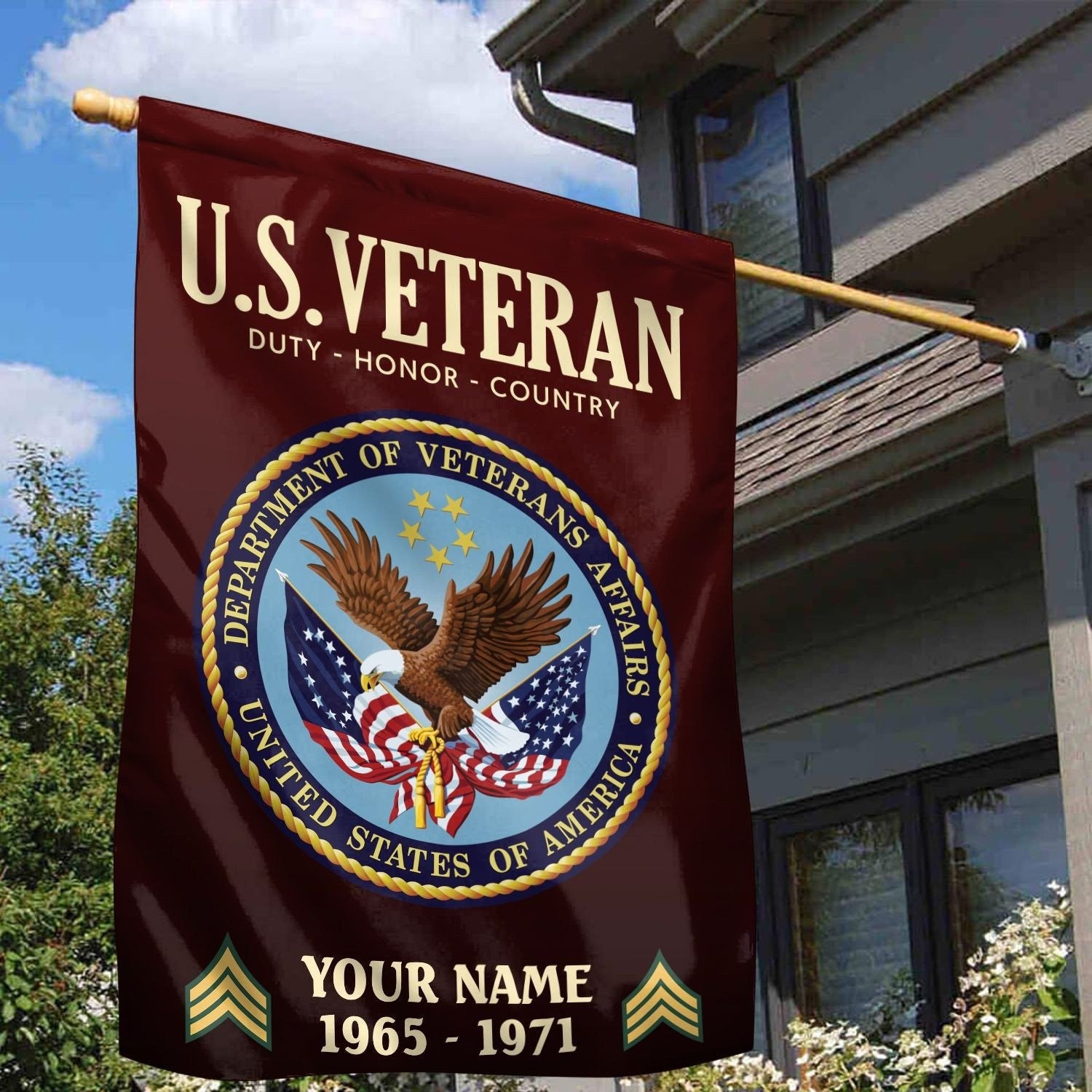 Personalized US Veteran Duty Honor Country Flag Patriotic Outdoor Decor Gift For Veterans - Liberish