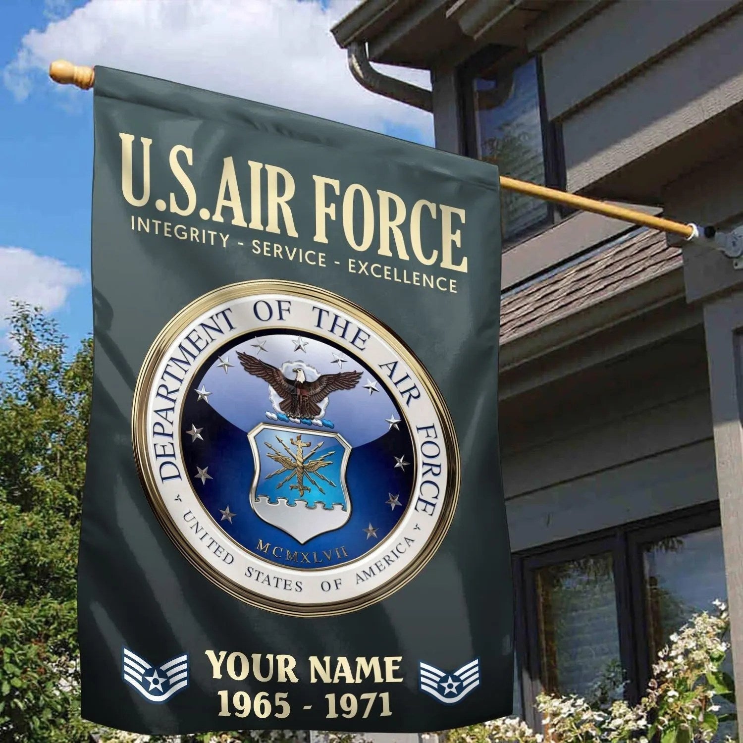 Personalized USAF Integrity Service Excellence Flag Air Force Flag Patriotic Outdoor Decor Gift For Veterans - Liberish