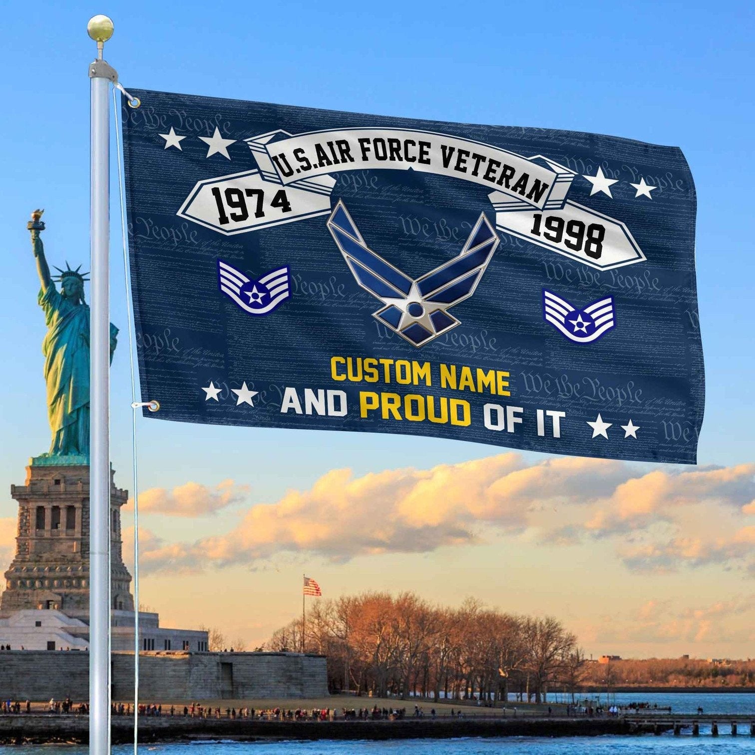 Personalized USAF Veteran And Proud Of It Flag We The People Flag Gifts For Air Force - Liberish